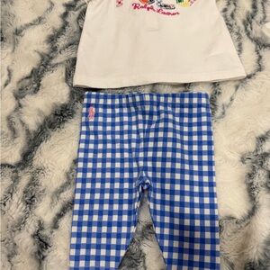 Ralph Lauren White Top and Blue Checkered Leggings